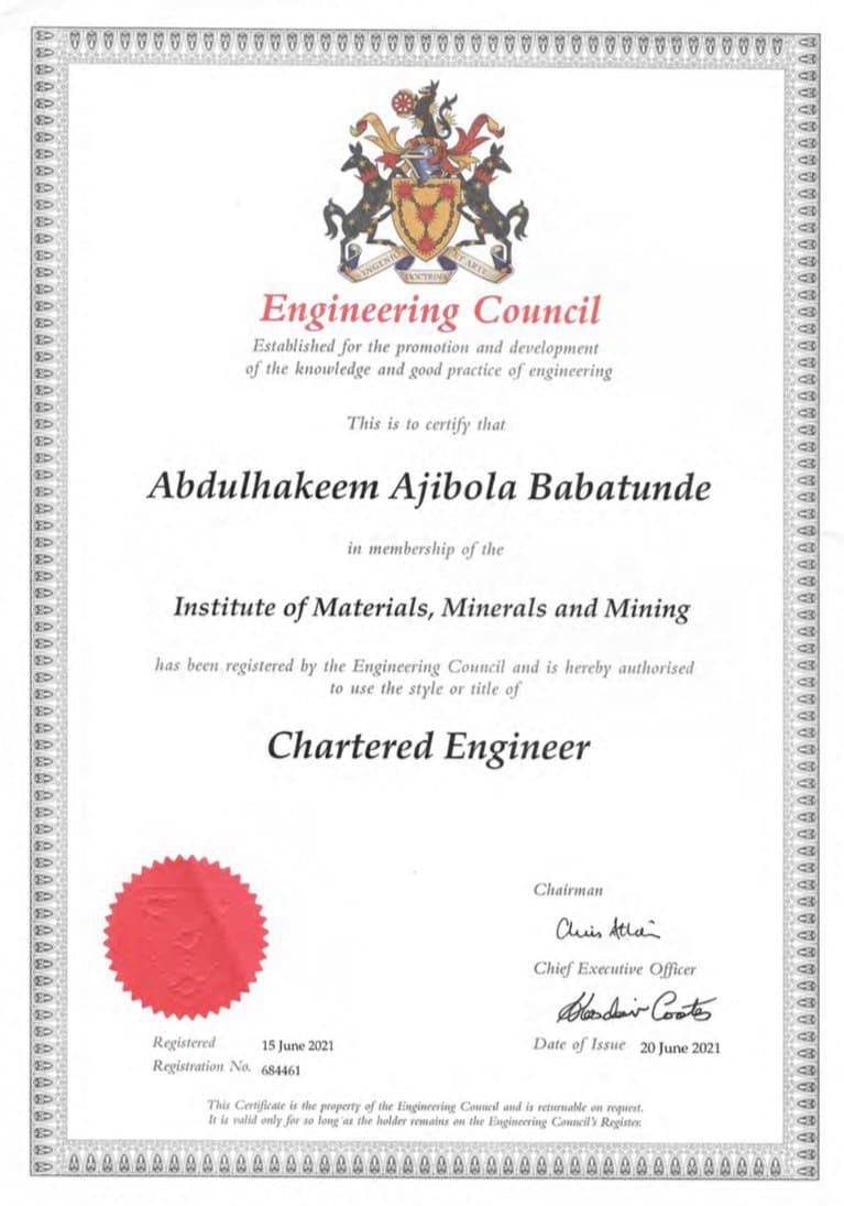 CEng Certificate