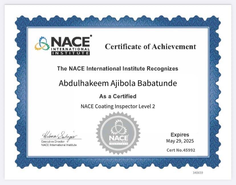 NACE CI Level 2 – Coating Inspector